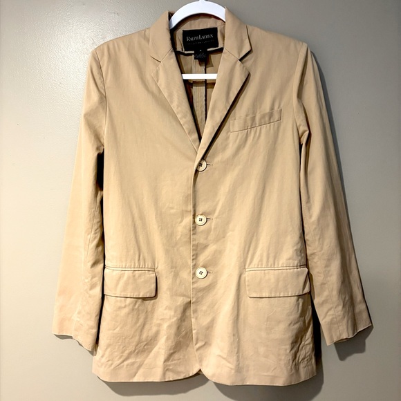 Ralph Lauren Jackets & Blazers - Cotton Ralph Lauren button up sleek lightweight neutral blazer spring jacket